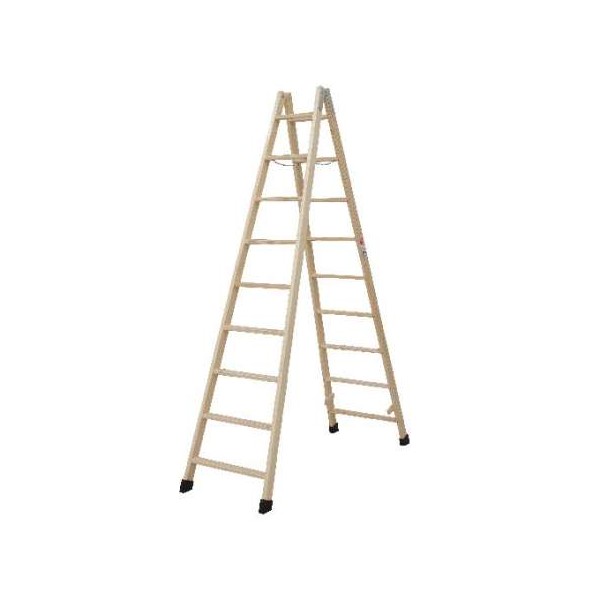 ESCALERA TIJERA DE MADERA 9 PELDAÑOS